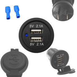 Ładowarka USB 12-24V /5V 4.2A B LED BLUE 2xUSB 2.1 montażowa