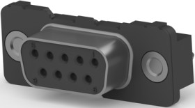 D-Sub socket, 9 pole, standard, equipped, straight, solder pin, 1-338313-2