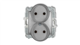 Mini Gniazdo Podwójne B/U Srebrny Metalik 7Mgpr-2