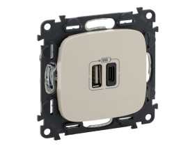 VALENA ALLURE Ładowarka USBx2 typ A + typ C 3A kremowa 754966 LEGRAND