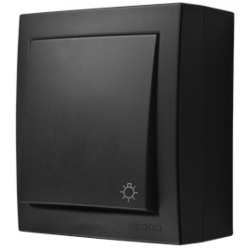 Przycisk odbijający "światło" SIMON Aquaclick natynkowy bryzgoszczelny IP44 czarny matowy 10AX Kontakt Simon ACS1/49