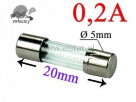 200mA bezpiecznik szklany zwłoczny; 5x20mm
