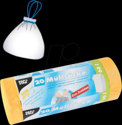 14197 PAPSTAR waste bag, drawstring, 20 pcs, 60 litres