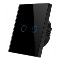 Smart Touch Light Switch Glass Touch Wall Light Switch - 2-Gang, Black