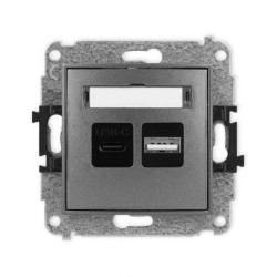 MINI Mechanizm ładowarki USB podwójnej USB C + USB A, 20W max., grafitowy 11MCUSB-8