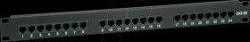 26990349 19" patch panel, 1 U, 24-port, Cat. 5e, black