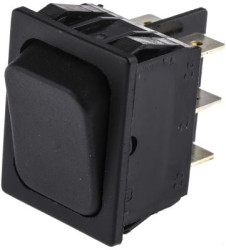 Rocker switch, black, 2 pole, On-On, changeover switch, 10 (4) A/250 VAC, 6 (4) A/250 VAC, IP40, unlit, unprinted, 1834.3302