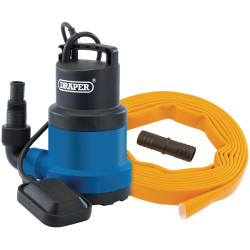 Draper 12429 Submers. Clean Water Pump-Float Switch &amp; Layflat Hose 191L/min 550W
