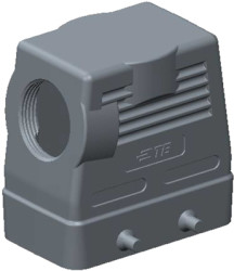 Housing, size HB16, die-cast aluminum, M32, angled, clip locking, IP65, T1230160132-000