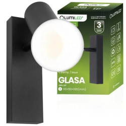 Lampa Ścienna Reflektor LED Kinkiet Spot E27 GLASA Czarna Lumiled
