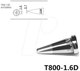 T800-1.6D Soldering tip, 1.6 mm, chisel shape, straight