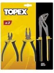 TOPEX Komplet szczypiec ze sprężynką rozpierającą 3 cz
