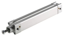 Siłownik profilowy, dwustronnego działania, CDEM Ø 32mm, skok 200mm, z amortyzacją elastyczną, RS PRO