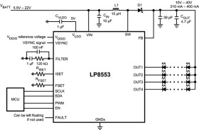 Four channel high-efficiency LED backlight driver for notebooks with 3.3V PWM logic level
