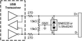 Dual universal serial bus port transient suppressor