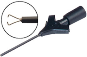 Miniature clamp test probe, black, max. 2 mm, L 53.8 mm, CAT O, pin 0.64 mm, 973972100