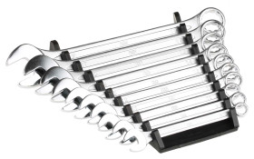 Zestaw narzędzi nastawnych Zestaw kluczy oczkowych RS PRO 8 → 19 mm 10 szt. Stal chromowo-wanadowa