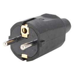 Wtyczka gumowa przenośna z/u z uziemieniem 2P+Z IP20 250V 16 A, czarna 12091