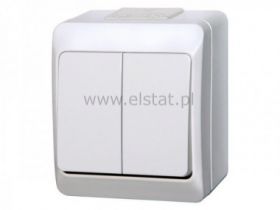 Przeł. podwójny natynkowy hermetyczny biały