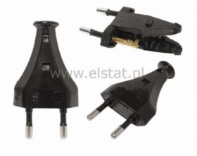 Wtyczka płaska składana, 10A ZN11, czarna