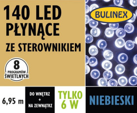 Lampki Bulinex 140led niebieskie 6,95m płynące sznur