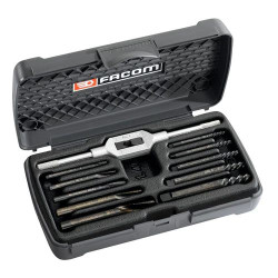 Zestaw do odkręcania śrub, l. elementów: 10, w zestawie: Ściągacze do kołków, stożkowe i AMP; klucz do gwintowników