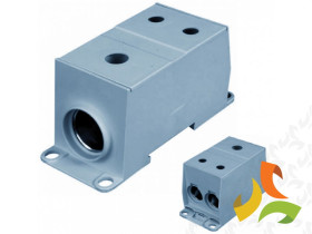 Blok rozdzielczy 1-biegunowy 350A wej. 1x95-240 mm2 wyj. 2x50-120 mm2 TH35 szary AUX38504 82131002 SIMET