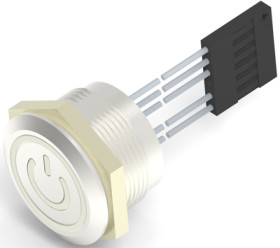 Vandal-proof pushbutton switch, 1 pole, silver, illuminated  (red), 1 A/24 VDC, mounting Ø 22.2 mm, IP68, 2342837-6