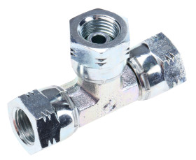 Hydrauliczny adapter teowy gwintowany 4J6MK4S, Connector A G 1/4 żeńskie Connector B G 1/4 żeńskie Parker