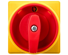 Łącznik krzywkowy 0-1 3P 16A do wbudowania z pokrętłem żółto/czerwonym blokowany kłódką GX1610U25