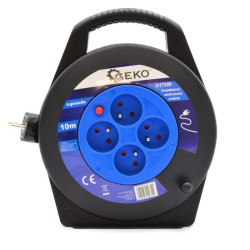 Przedłużacz zwijany 10m 3x1mm na bębnie, 4 gniazda 16A, IP20