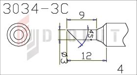 Grot Q305-3C ścięty 3mm z czujnikiem temperatury do QUICK303D