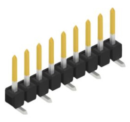 Pin header, 9 pole, pitch 2.54 mm, angled, black, 10047358