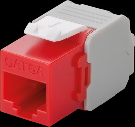 90689 Keystone module Cat.6a UTP, RJ45 jack / LSA, red