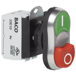 BACO BAL61QB21A L61 Double Pushbutton Chrome Front Ring Green/Red