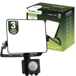 Naświetlacz LED AZZLER 20W 2400lm 4000K IP44 Halogen Zewnętrzny Lampa z Czujnikiem Ruchu Czarny LUMILED