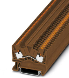 Through terminal block, push-in connection, 0.14-4.0 mm², 2 pole, 24 A, 8 kV, brown, 1037085