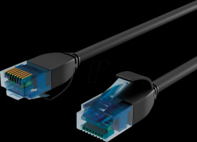 BS08-22025 Patch cable, Cat. 6 U/UTP, slim, black, 1.0 m