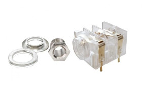 Przezroczyste Gniazdo żeńskie Jack 1/4 (6,35 mm), mono (TS), 2 styki, 2 przełączniki do montażu na PCB, ST-P 1JP-018TR