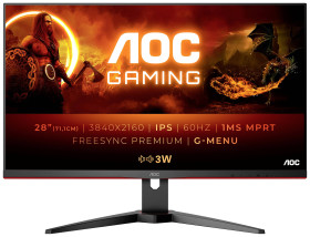 AOC U28G2AE/BK Monitor EEK G (A - G) 71.1 cm (28 cal) 3840 x 2160 px 16:9 1 ms HDMI, DisplayPort, Audio-Line-in, słuchaw