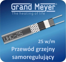Kabel grzejny samoregulujący ekranowany GRAND MEYER UHC-25, 25W/m /100m rolka/