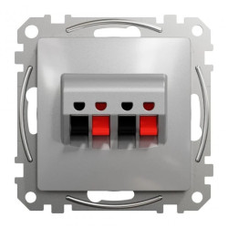 Gniazdo głośnikowe podwójne, srebrne aluminium, Sedna Design i Elements SDD113411