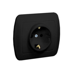 Simon Akord Gniazdo wtyczkowe z uziemieniem typu Schuko, 16A, 250V, zaciski śrubowe czarny AGSZ1E/49