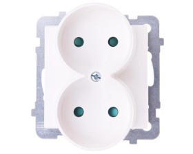 SONATA Gniazdo podwójne b/u z przesłonami ecru GP-2RRP/m/27