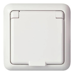 Gniazdo schuko 16A IP44 z ramką, Elso, Fashion, białe