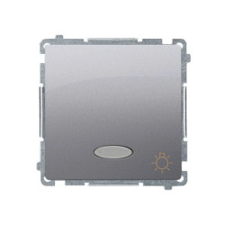 Simon Basic Przycisk światło z podświetleniem na 24V 10AX 24 V, szybkozłącza, srebrny mat BMS1L24V.01/43