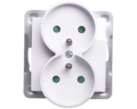 IMPRESJA Gniazdo podwójne z/u z przesłonami białe GP-2YRZP/m/00