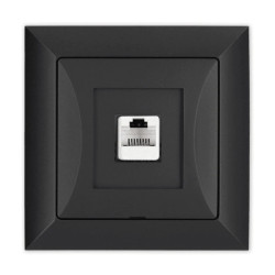 OPAL Gniazdo komputerowe RJ45 8pin zacisk krone LSA+ czarny mat GTP-12 Op CZ/MAT