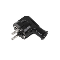 WTYCZKA SIECIOWA WT-35 KĄTOWA CZARNA 230V 16A Z UZIEMIENIEM