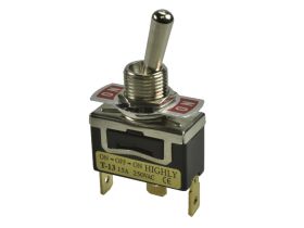 Przełącznik; dźwigniowy; T-13CS; 3*1; ON-OFF-ON; 1 tor; 3 pozycje; bistabilny; na panel; konektory 6,3x0,8mm; 15A; 250V AC; czar